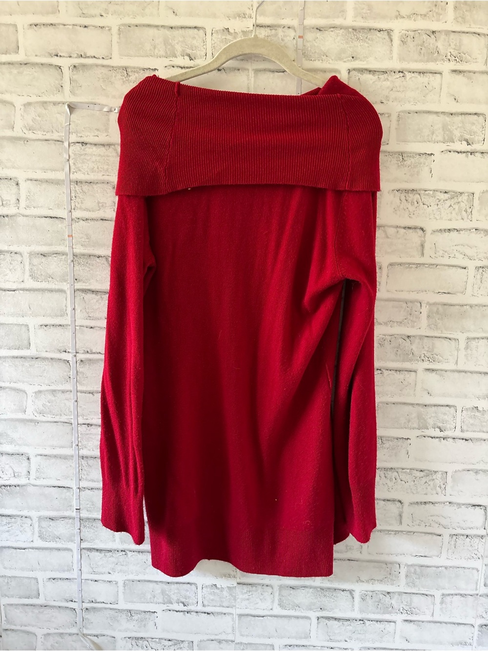 united states sweaters Red Off-the-Shoulder Knit Top